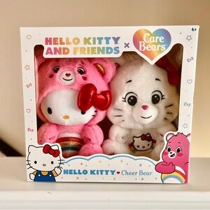 Hello Kitty and Care Bears Plush Set - Pink and White